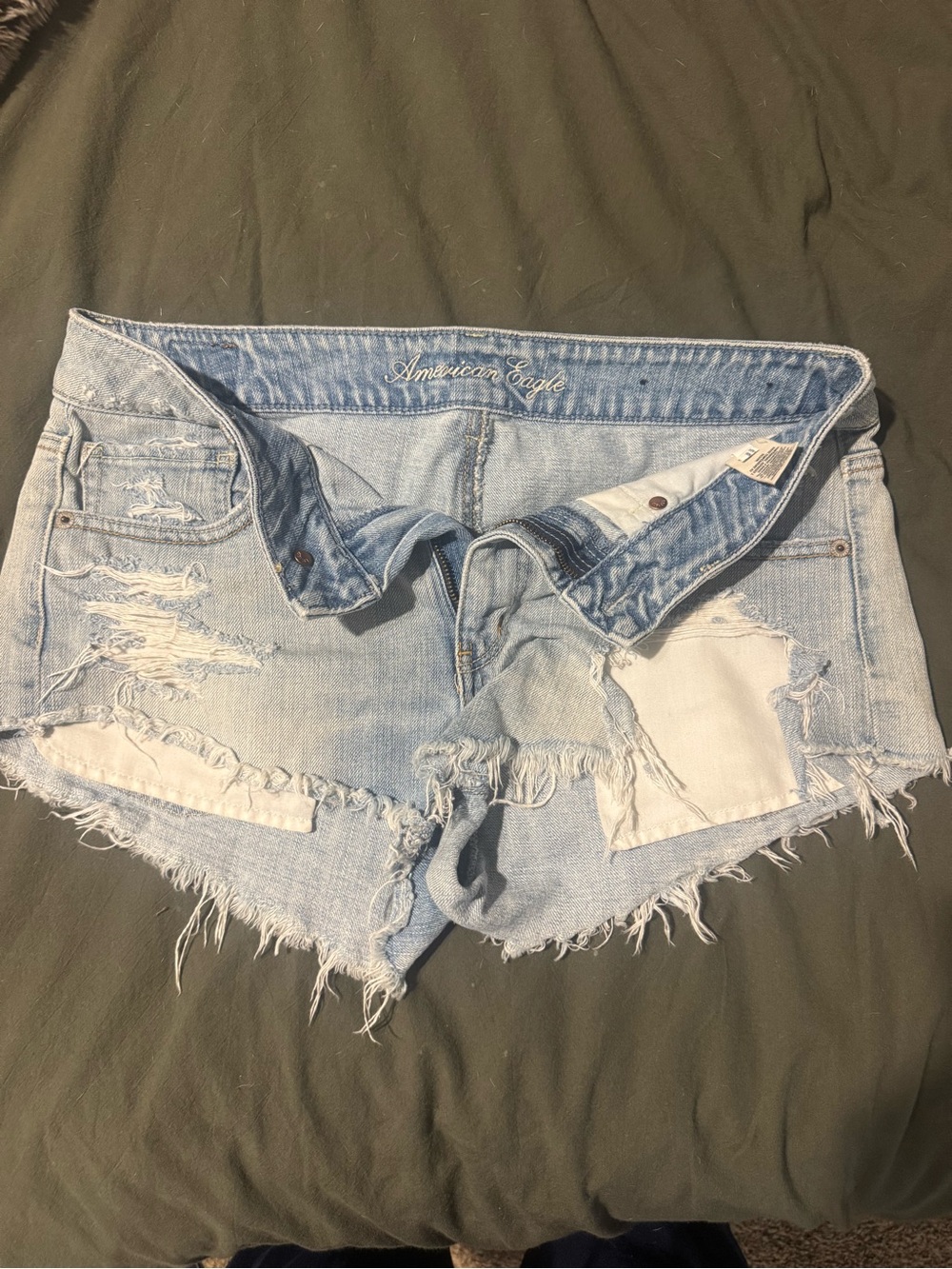 American Eagle Outfitters Light Wash Distressed Denim Cutoff Shorts